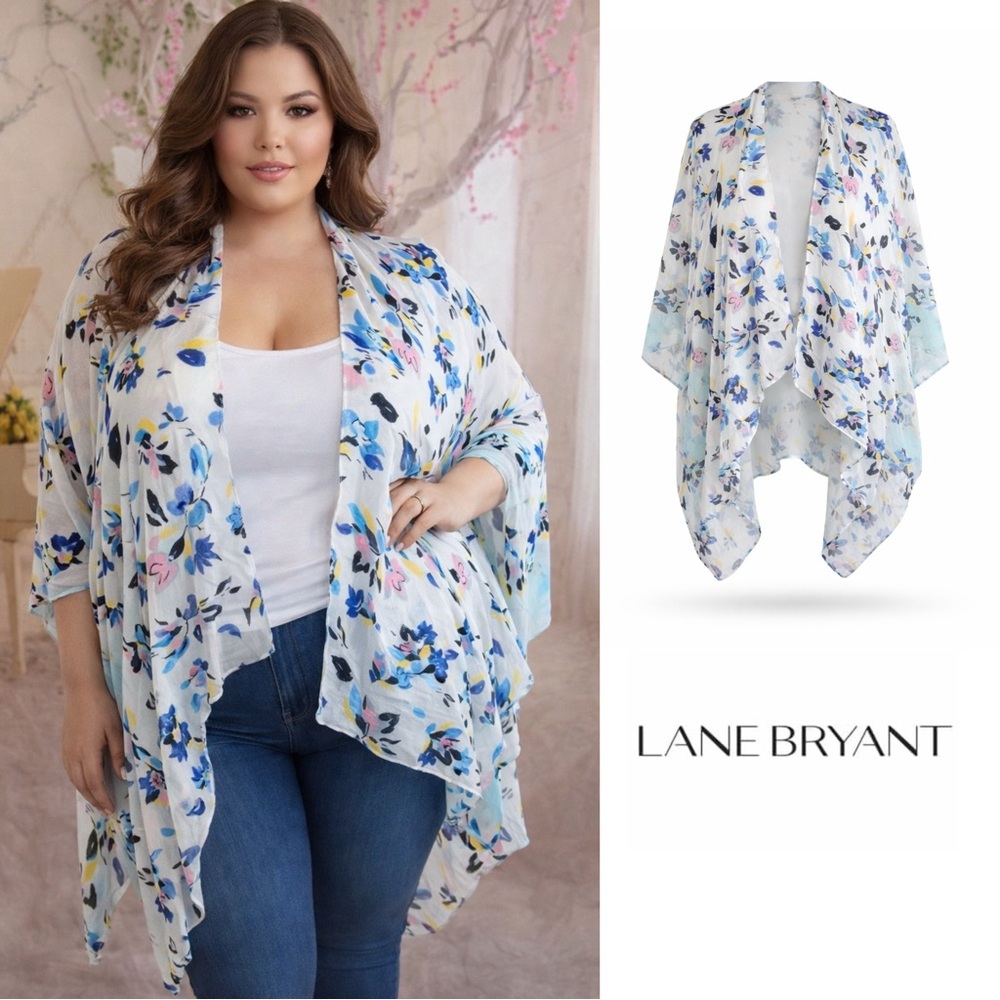 NEW Lane Bryant Floral Overlay Cardigan Shaw